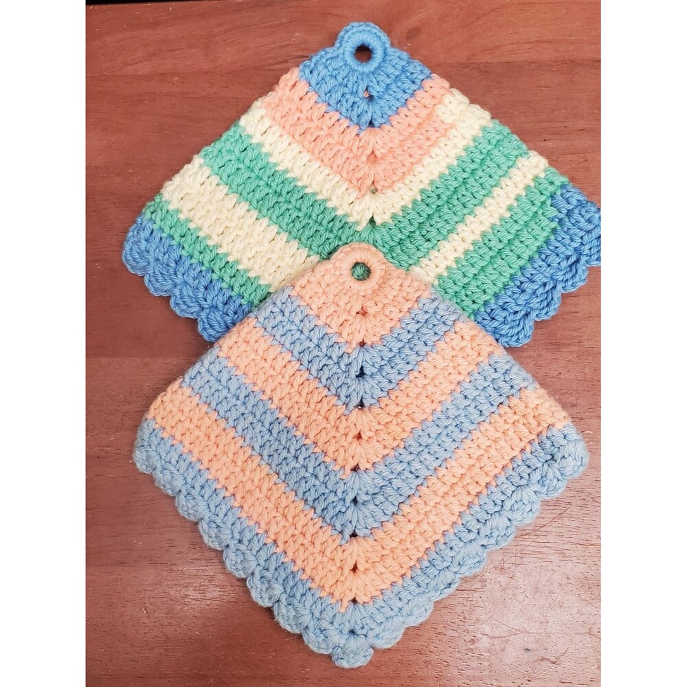 Handmade Granny Core Double Crochet Cotton Potholders Hot Pads Trivet